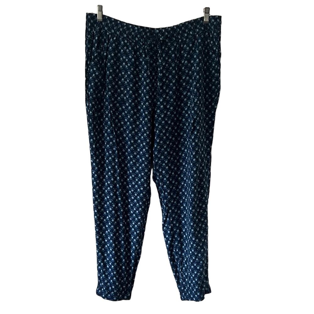 LC Lauren Conrad Blue Floral Print Lightweight Comfy Pants Size L Cottagecore